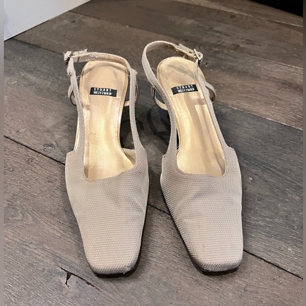Stuart Weigzman square toe kitten heels